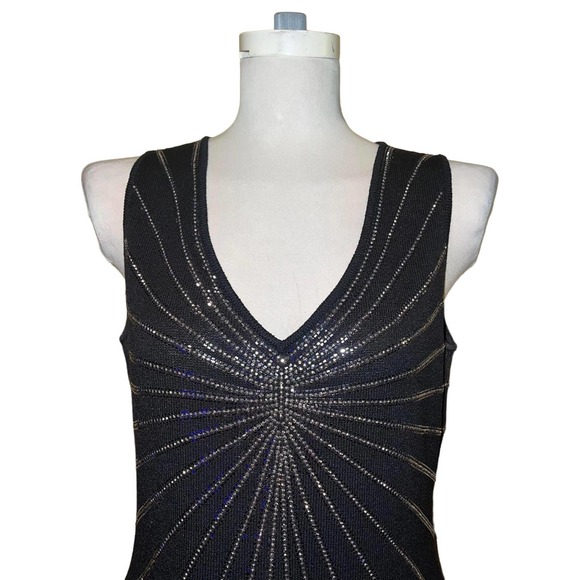 St. John Evening Knit Black Studded Dress Size 8 - Picture 2 of 6